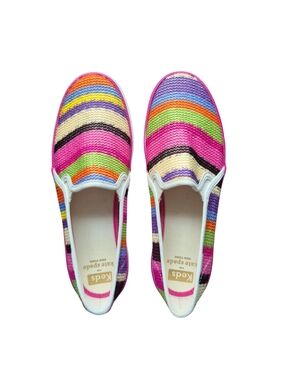 Keds kate Spade New York Pink Multicolor Crochet Double Decker Slip-On Sneakers
